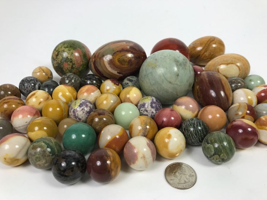Huge Lot Of Various Stone Marbles And Eggs [Photo 2]
