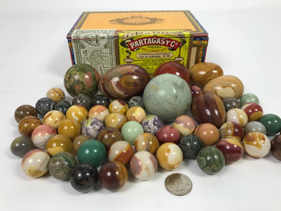 Huge Lot Of Various Stone Marbles And Eggs