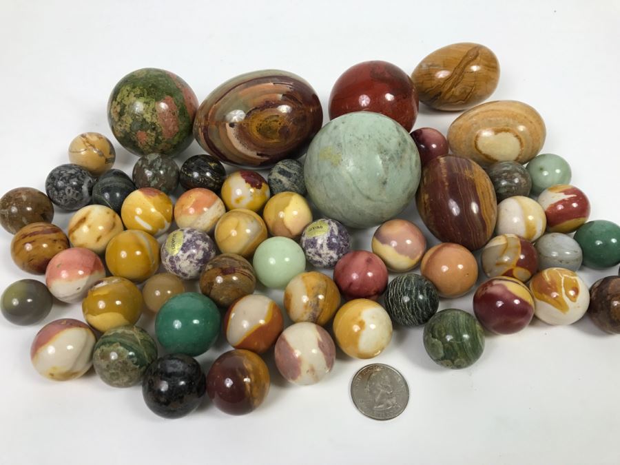 Huge Lot Of Various Stone Marbles And Eggs [Photo 3]