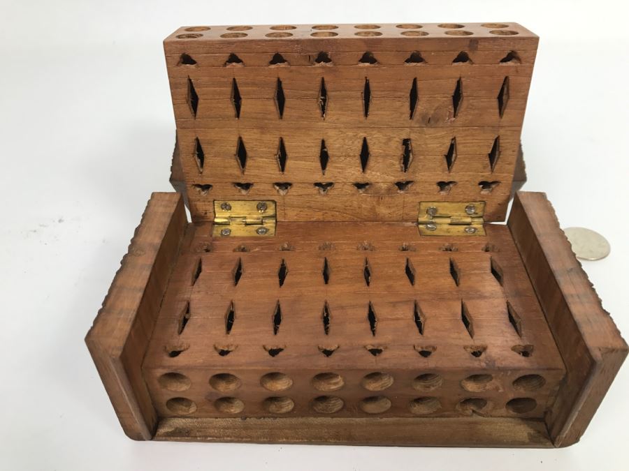 Intricately Carved Floral Patern Tri-Fold Wooden Box Possible Cigarette Storage Box [Photo 16]