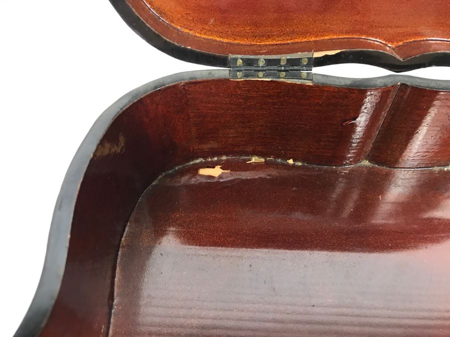 Vintage Signed Chinese Lacquer Box With Relief Bone And Mother Of Pearl Landscape Scene Featuring Birds And Chrysanthemums On Top - See Photos For Condition [Photo 28]