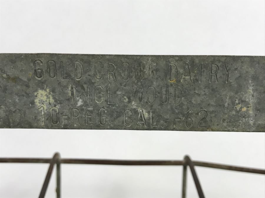 Vintage Industrial Gold Crown Dairy Metal Milk Glass Carrier [Photo 4]