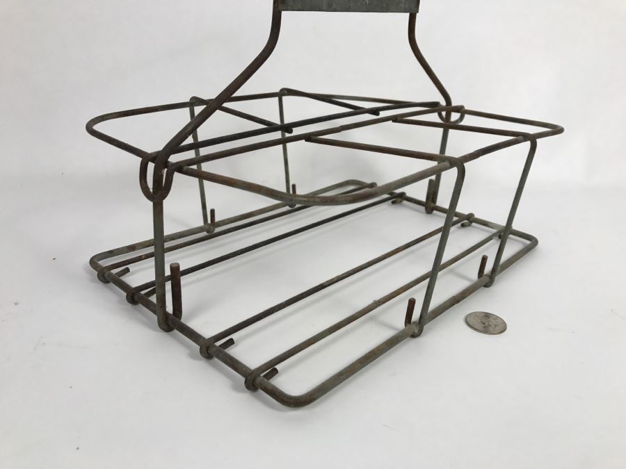 Vintage Industrial Gold Crown Dairy Metal Milk Glass Carrier [Photo 6]