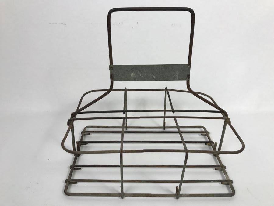 Vintage Industrial Gold Crown Dairy Metal Milk Glass Carrier [Photo 2]