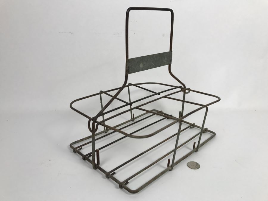 Vintage Industrial Gold Crown Dairy Metal Milk Glass Carrier [Photo 5]