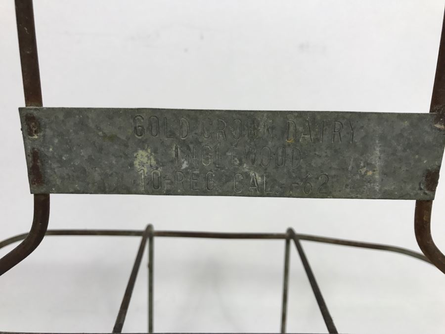 Vintage Industrial Gold Crown Dairy Metal Milk Glass Carrier [Photo 3]