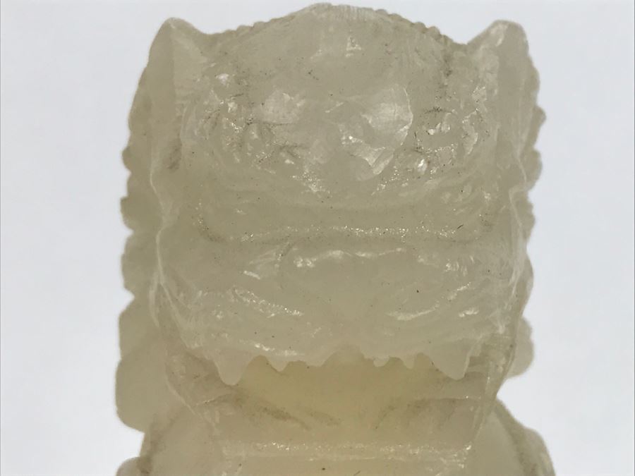 Pair Of Alabaster Foo Dog Sculptures [Photo 8]