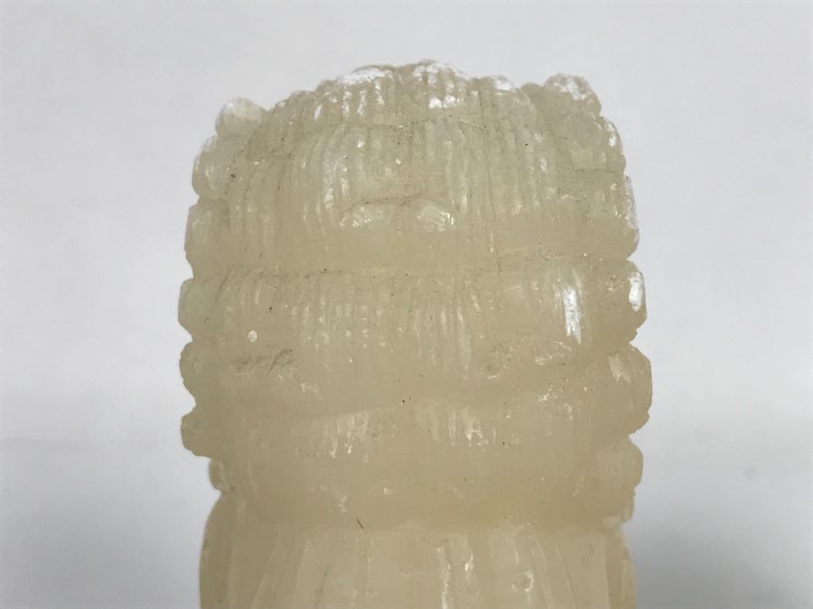 Pair Of Alabaster Foo Dog Sculptures [Photo 17]