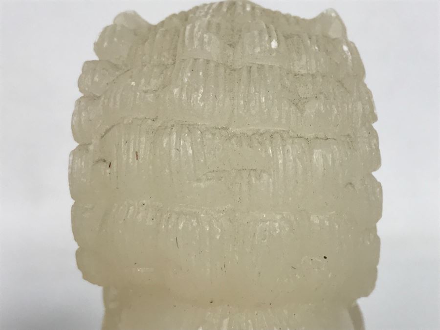 Pair Of Alabaster Foo Dog Sculptures [Photo 16]