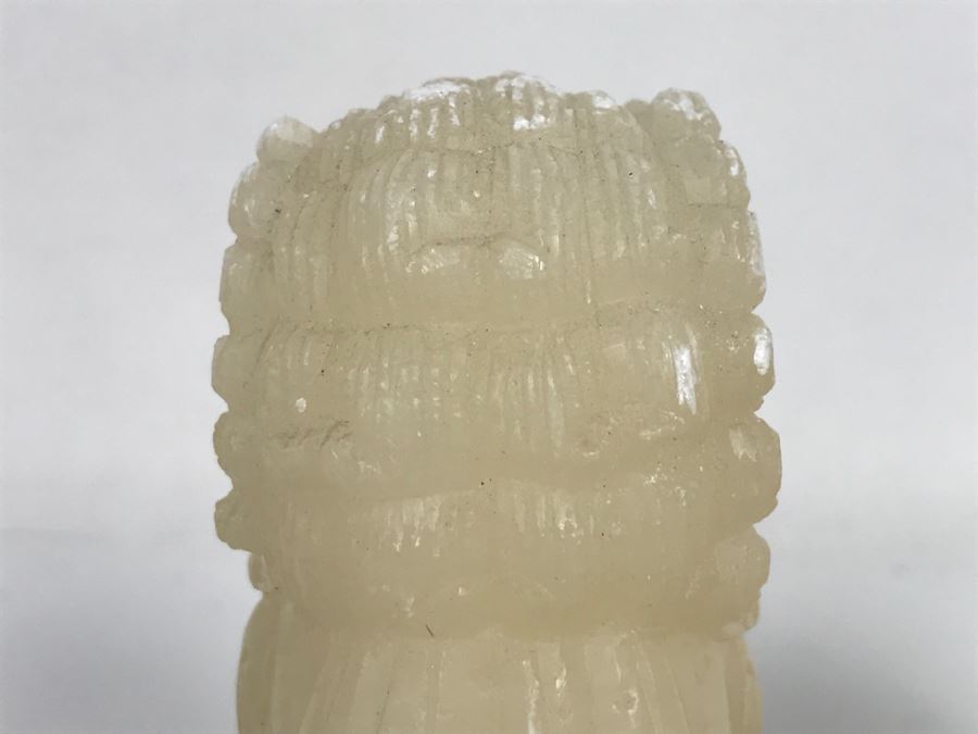 Pair Of Alabaster Foo Dog Sculptures [Photo 18]