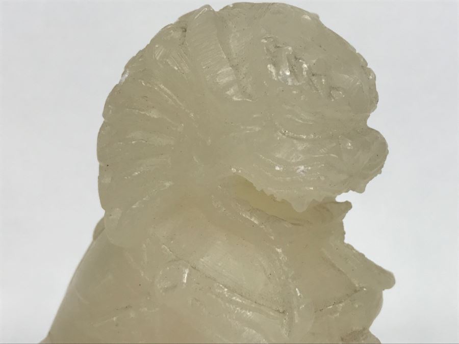 Pair Of Alabaster Foo Dog Sculptures [Photo 11]