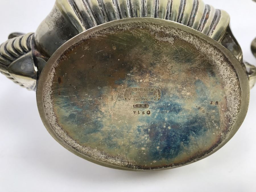 Vintage Cheltenham And Company Sheffield England Hammered Silverplate Coffee Pot With Creamer [Photo 12]