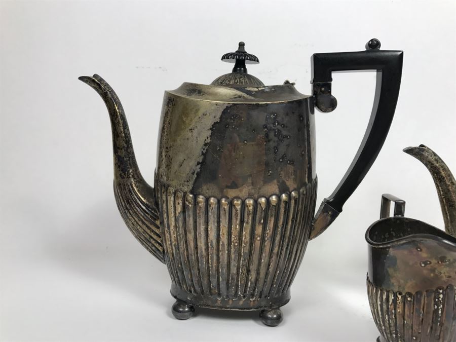 Vintage I.F.S. Sheffield England Silverplate Coffee Pot And Teapot With Creamer [Photo 3]