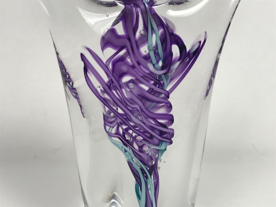 Stunning Signed Art Glass Sculpture Of Person Signature Illegible [Photo 4]