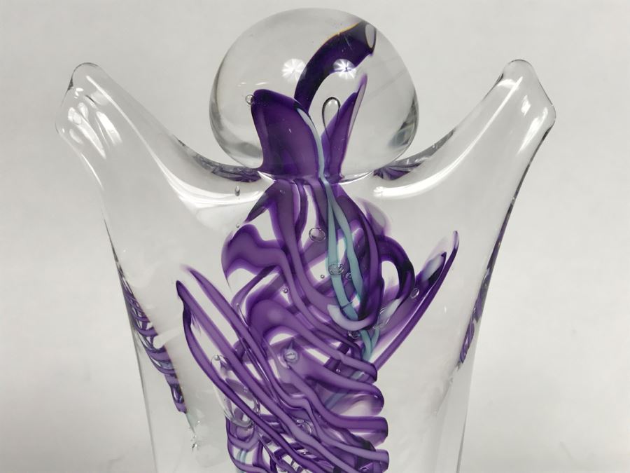 Stunning Signed Art Glass Sculpture Of Person Signature Illegible [Photo 6]