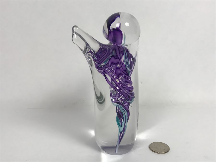 Stunning Signed Art Glass Sculpture Of Person Signature Illegible [Photo 8]