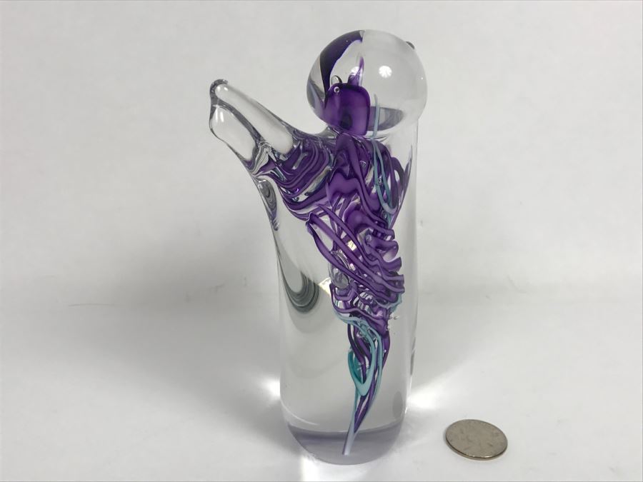 Stunning Signed Art Glass Sculpture Of Person Signature Illegible [Photo 9]