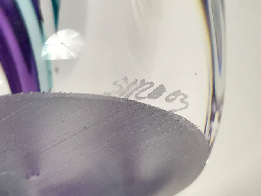 Stunning Signed Art Glass Sculpture Of Person Signature Illegible [Photo 2]