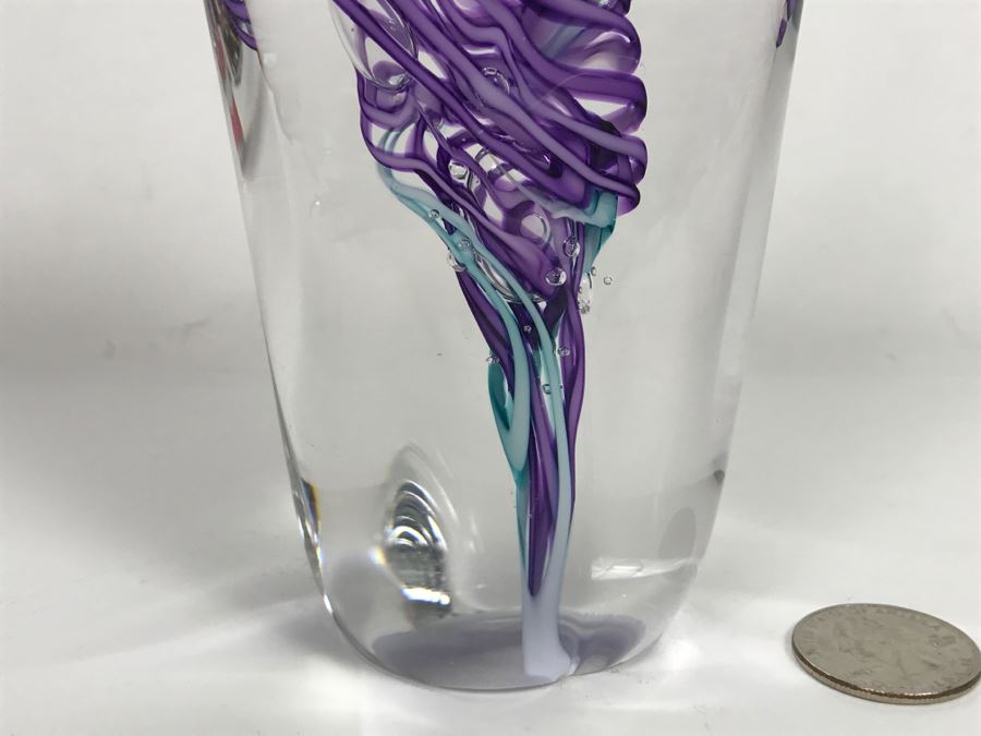 Stunning Signed Art Glass Sculpture Of Person Signature Illegible [Photo 5]