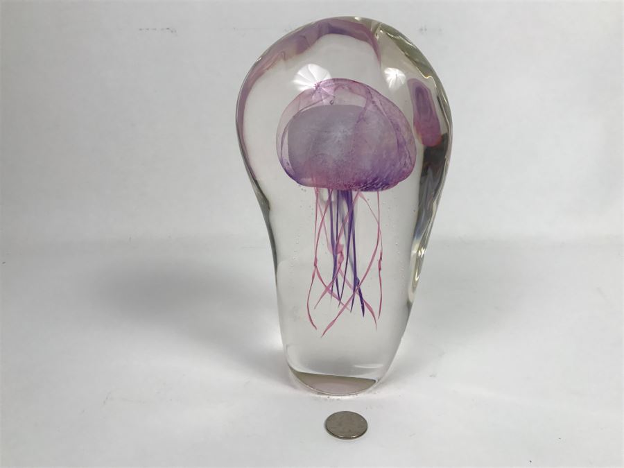 Vintage 2002 Hot Island Glass Maui Jellyfish Art Glass Sculpture W.C. Chris Lowry Estimate $400 [Photo 12]