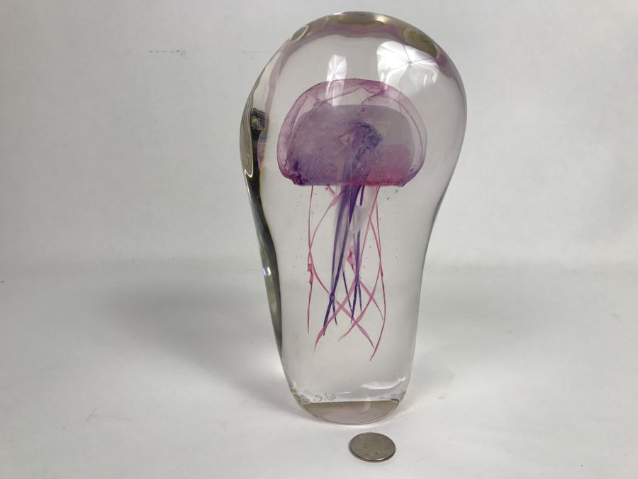 Vintage 2002 Hot Island Glass Maui Jellyfish Art Glass Sculpture W.C. Chris Lowry Estimate $400 [Photo 3]
