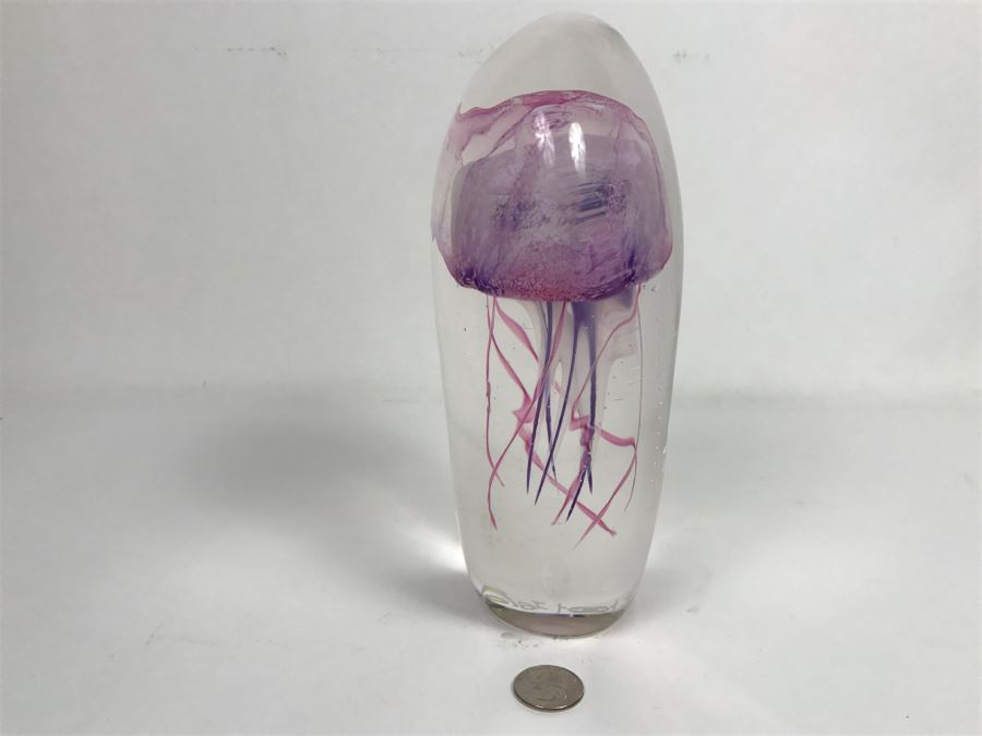 Vintage 2002 Hot Island Glass Maui Jellyfish Art Glass Sculpture W.C. Chris Lowry Estimate $400 [Photo 11]