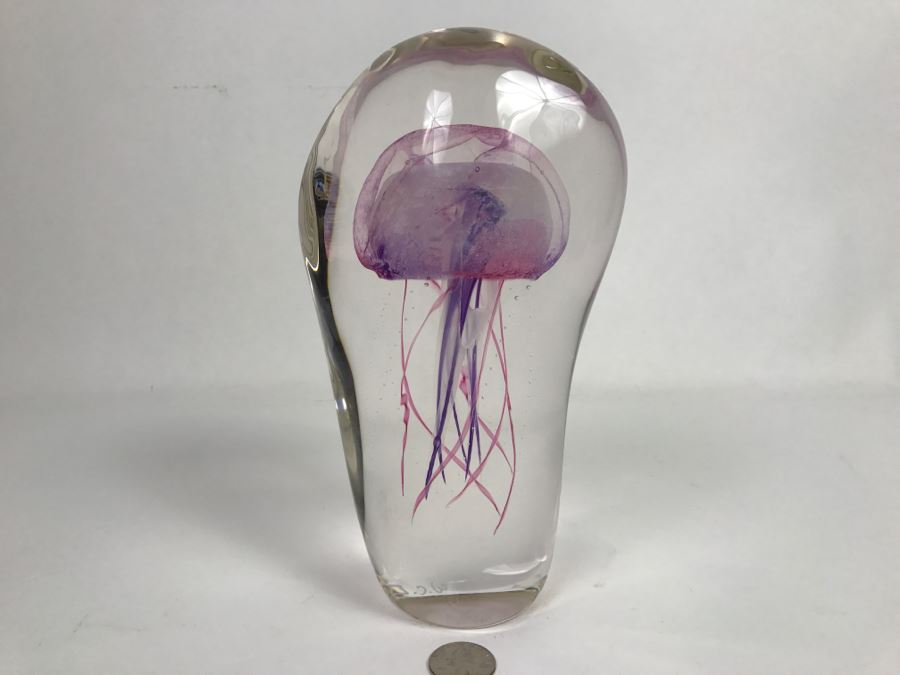 Vintage 2002 Hot Island Glass Maui Jellyfish Art Glass Sculpture W.C. Chris Lowry Estimate $400 [Photo 4]
