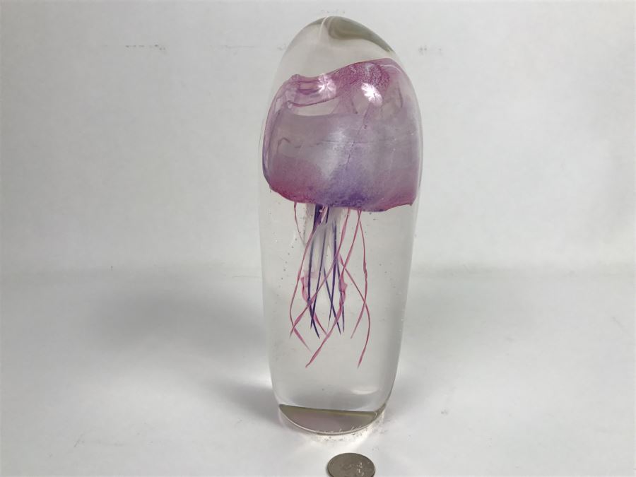 Vintage 2002 Hot Island Glass Maui Jellyfish Art Glass Sculpture W.C. Chris Lowry Estimate $400 [Photo 16]