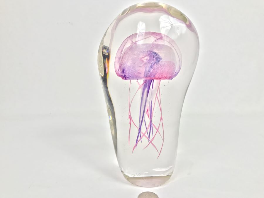 Vintage 2002 Hot Island Glass Maui Jellyfish Art Glass Sculpture W.C. Chris Lowry Estimate $400 [Photo 2]
