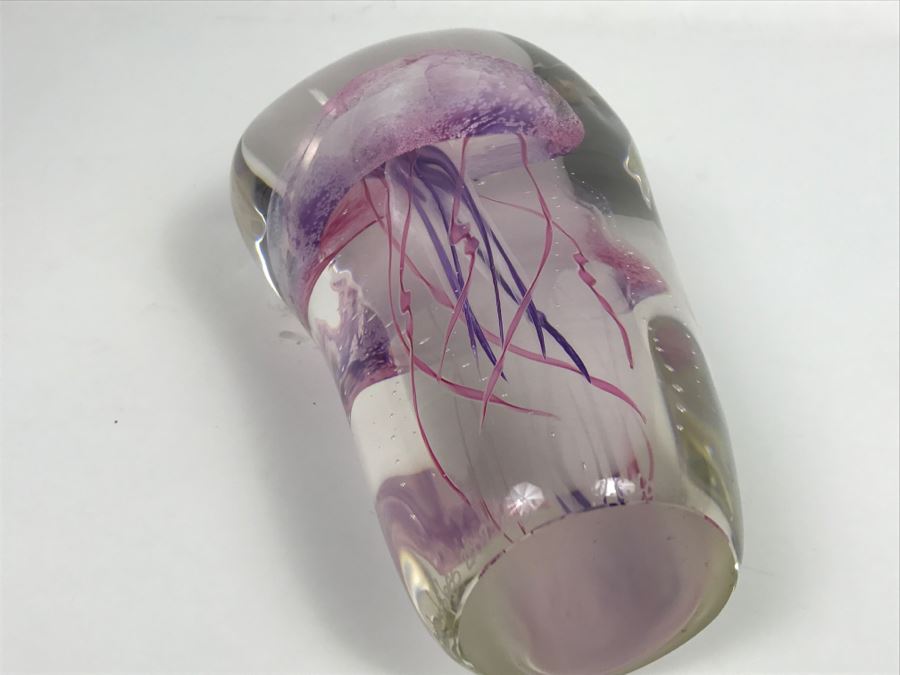 Vintage 2002 Hot Island Glass Maui Jellyfish Art Glass Sculpture W.C. Chris Lowry Estimate $400 [Photo 28]