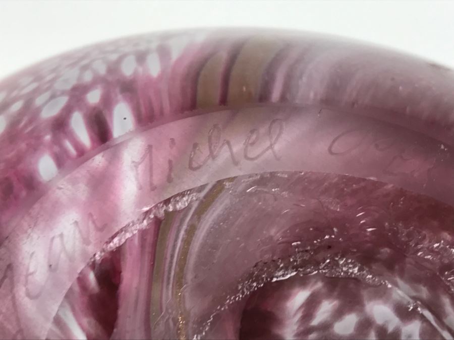 Signed Jean Michel Operto France Amethyst Art Glass Vase With Gold Inclusions [Photo 16]