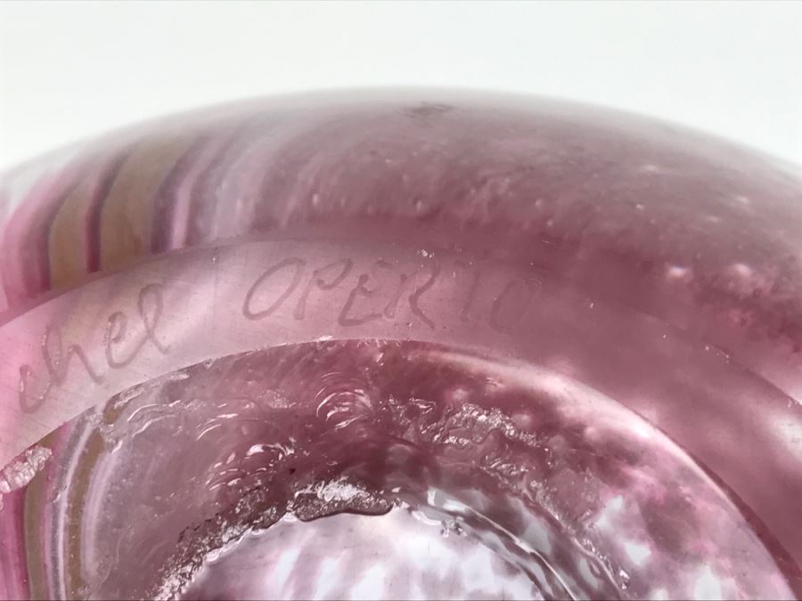 Signed Jean Michel Operto France Amethyst Art Glass Vase With Gold Inclusions [Photo 17]