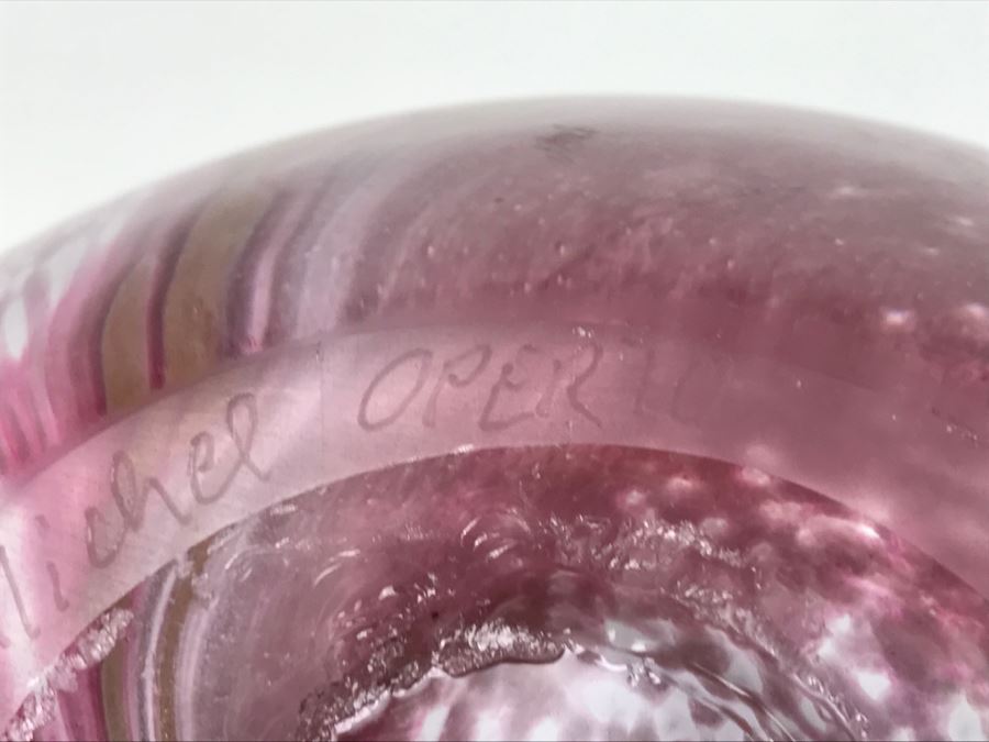 Signed Jean Michel Operto France Amethyst Art Glass Vase With Gold Inclusions [Photo 18]