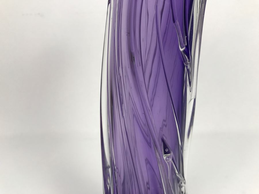 Stunning Signed Amethyst Art Glass Vase Signature Illegible [Photo 15]
