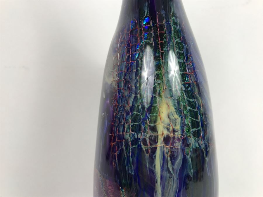 Stunning Vintage 2005 Signed Mark Sigafoos Art Glass Sculpture Amethyst With Luster Trails Tacoma Glassblowing Studio Estimate $300 [Photo 13]