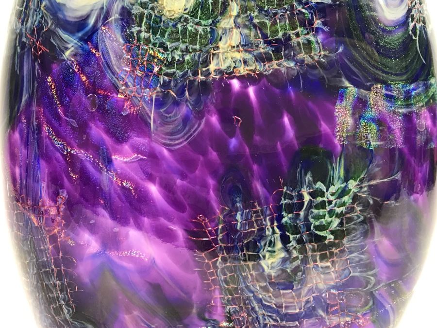 Stunning Vintage 2005 Signed Mark Sigafoos Art Glass Sculpture Amethyst With Luster Trails Tacoma Glassblowing Studio Estimate $300 [Photo 9]