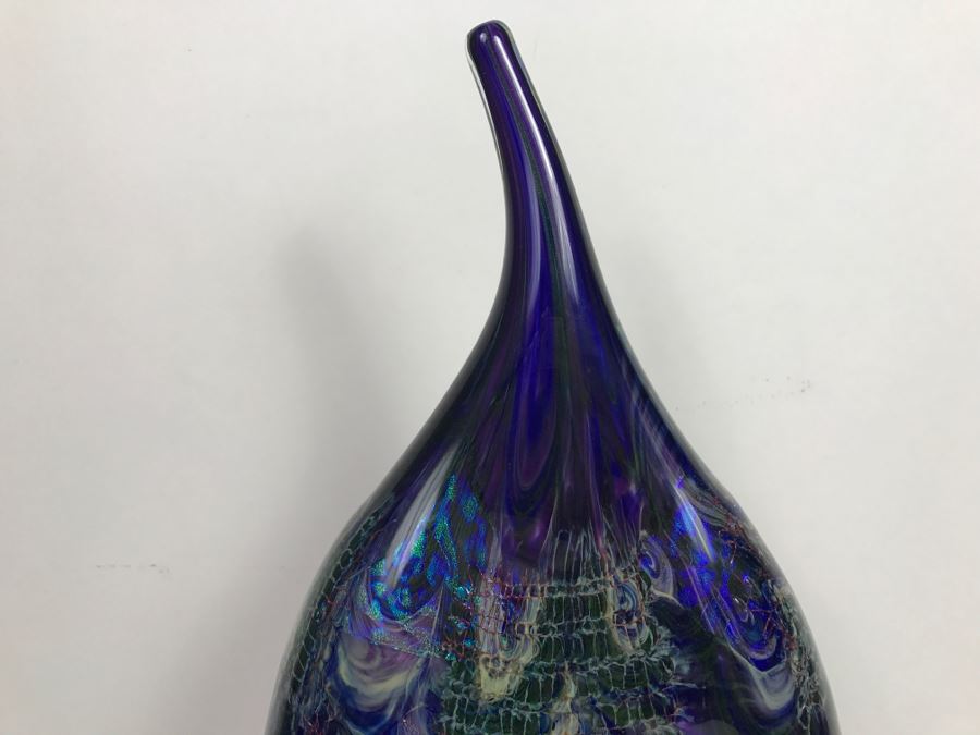 Stunning Vintage 2005 Signed Mark Sigafoos Art Glass Sculpture Amethyst With Luster Trails Tacoma Glassblowing Studio Estimate $300 [Photo 5]