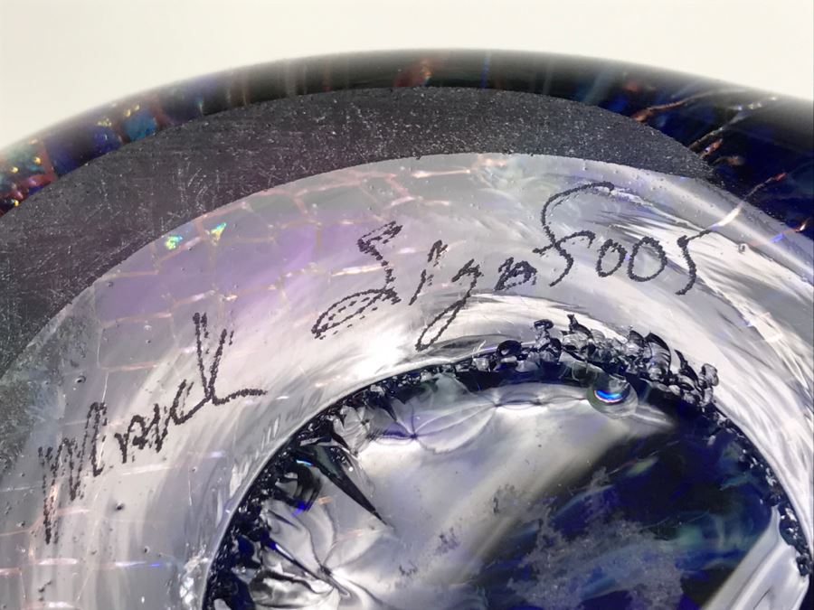 Stunning Vintage 2005 Signed Mark Sigafoos Art Glass Sculpture Amethyst With Luster Trails Tacoma Glassblowing Studio Estimate $300 [Photo 21]
