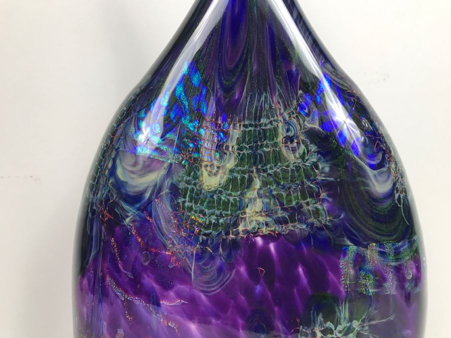 Stunning Vintage 2005 Signed Mark Sigafoos Art Glass Sculpture Amethyst With Luster Trails Tacoma Glassblowing Studio Estimate $300 [Photo 6]