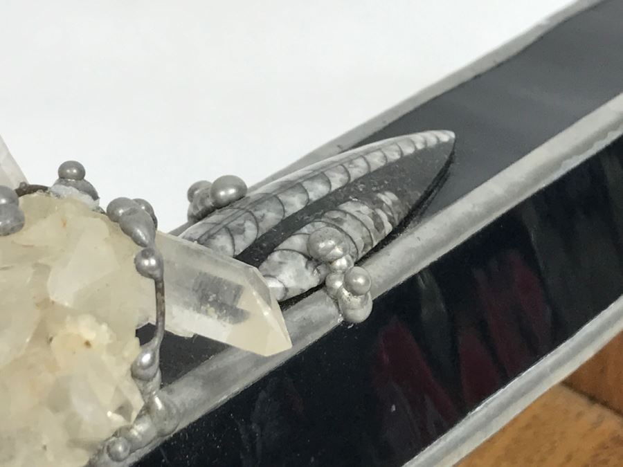 Signed Custom Kaleidoscope With Wooden Stand, Glass Marble And Crystals Signature Illegible [Photo 14]