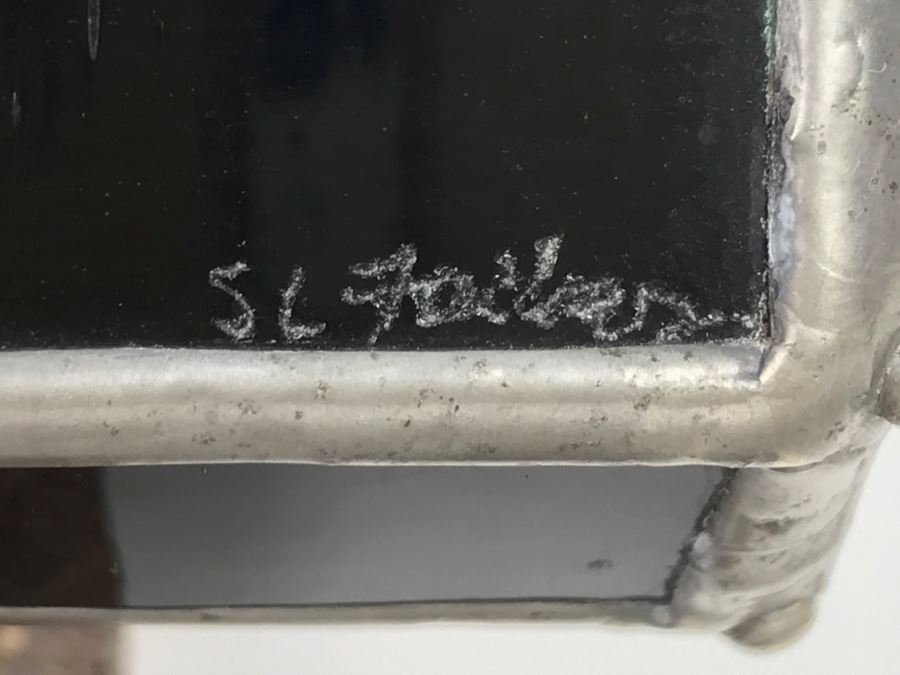 Signed Custom Kaleidoscope With Wooden Stand, Glass Marble And Crystals Signature Illegible [Photo 9]