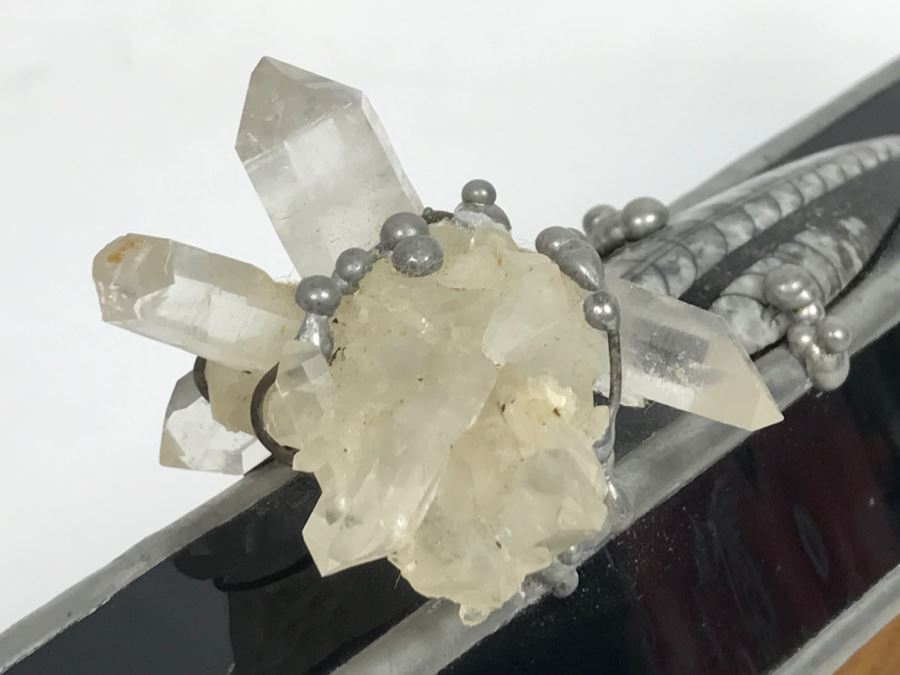 Signed Custom Kaleidoscope With Wooden Stand, Glass Marble And Crystals Signature Illegible [Photo 13]