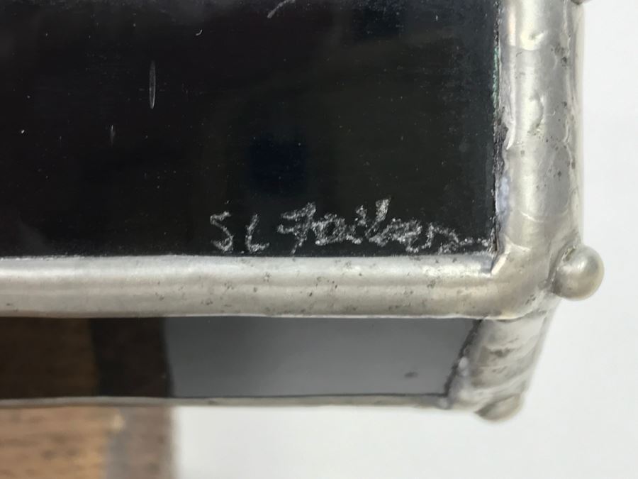 Signed Custom Kaleidoscope With Wooden Stand, Glass Marble And Crystals Signature Illegible [Photo 4]