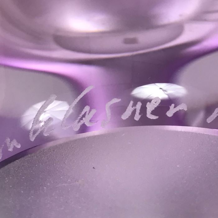 Stunning Vintage 2002 Signed William Glasner Art Glass Vase With William Glassner Art Glass Bottle Amethyst With Frosted Leaves [Photo 24]