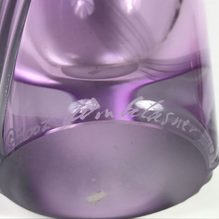 Stunning Vintage 2002 Signed William Glasner Art Glass Vase With William Glassner Art Glass Bottle Amethyst With Frosted Leaves [Photo 3]