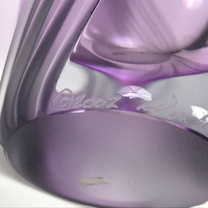 Stunning Vintage 2002 Signed William Glasner Art Glass Vase With William Glassner Art Glass Bottle Amethyst With Frosted Leaves [Photo 19]