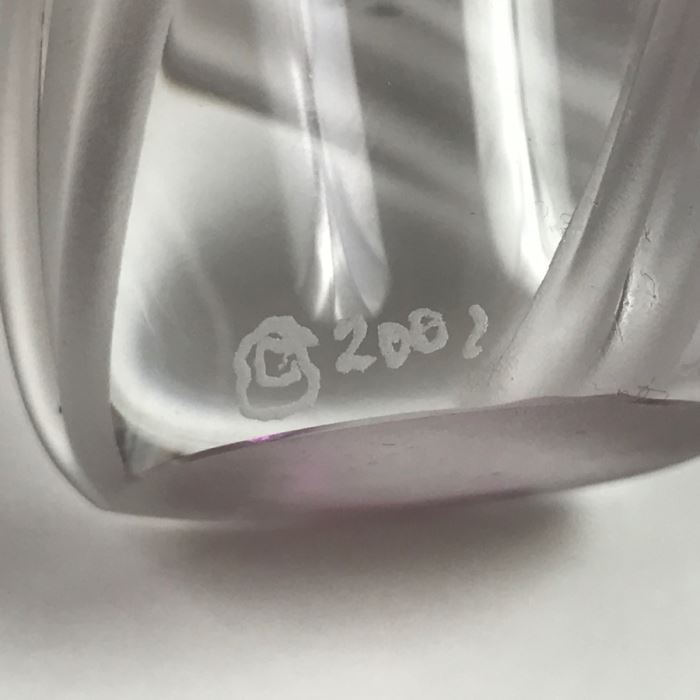 Stunning Vintage 2002 Signed William Glasner Art Glass Vase With William Glassner Art Glass Bottle Amethyst With Frosted Leaves [Photo 26]