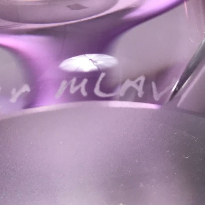 Stunning Vintage 2002 Signed William Glasner Art Glass Vase With William Glassner Art Glass Bottle Amethyst With Frosted Leaves [Photo 22]