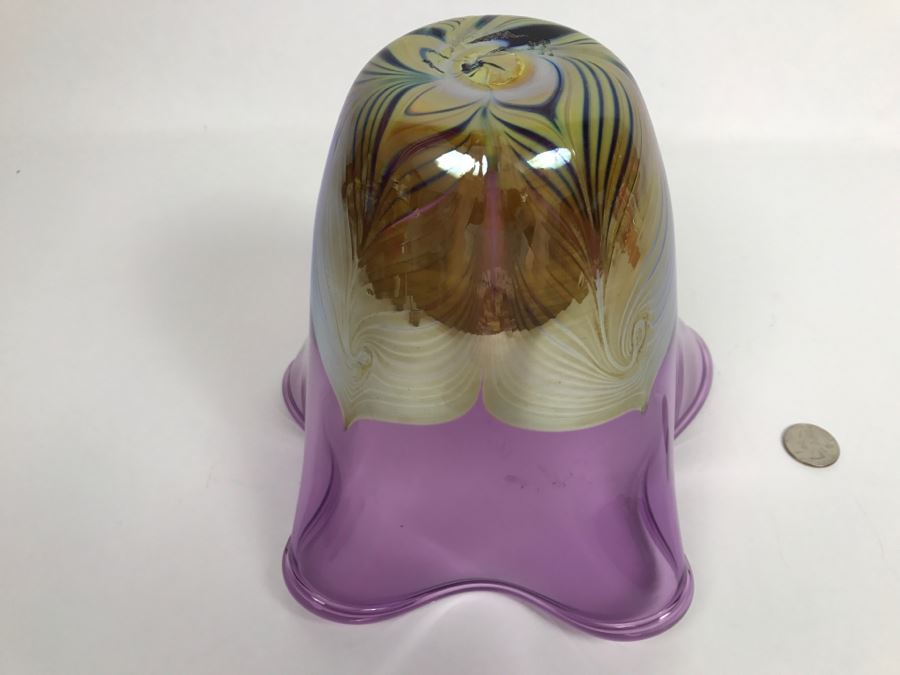 Stunning Signed Amethyst Art Glass Bowl Signature Illegible [Photo 10]