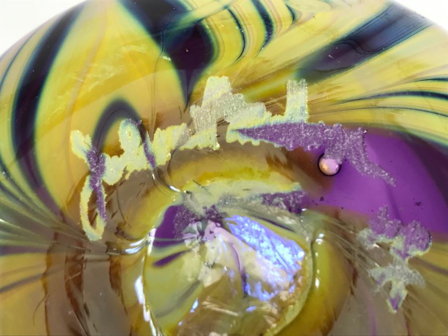 Stunning Signed Amethyst Art Glass Bowl Signature Illegible [Photo 12]